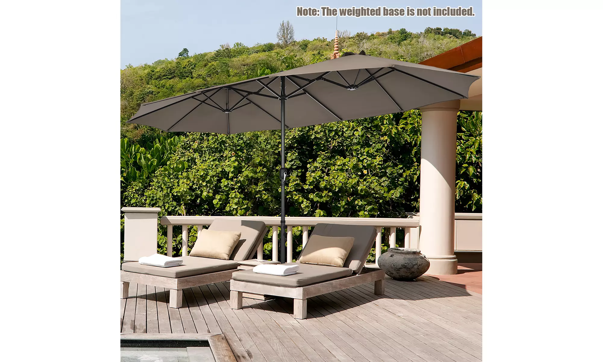 Costway 15FT Patio Double-Sided Umbrella Crank Outdoor Garden Market Sun Shade