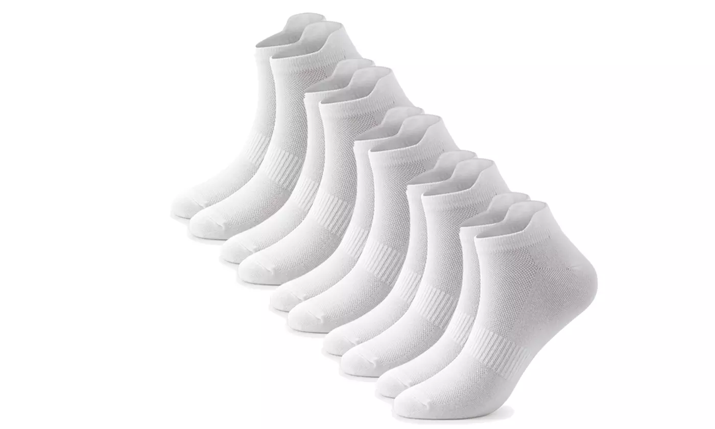 5 Pairs Womens Elastic Ankle Socks Athletic Cotton Low Cut Sport Socks With Tab