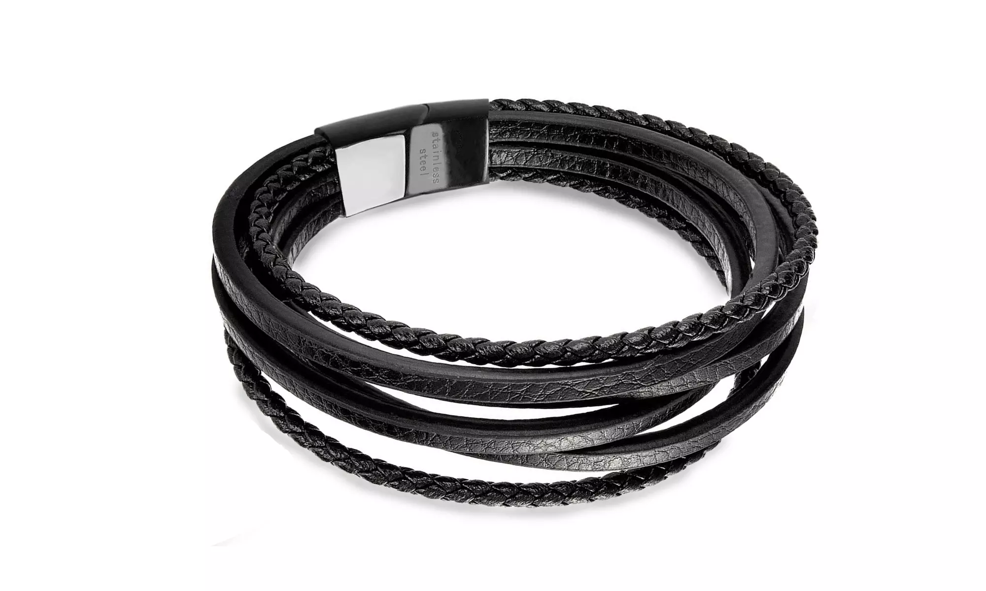 Men's Leather Bracelet with Magnetic Clasp