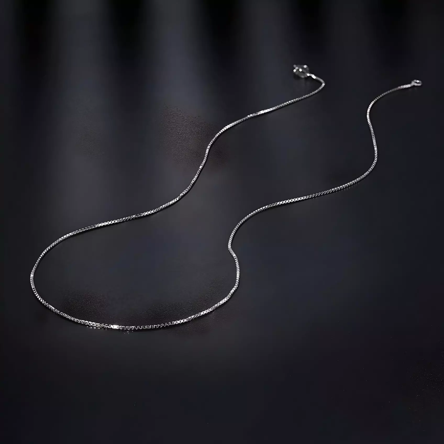 18 Karat White Gold Plated Box Chain