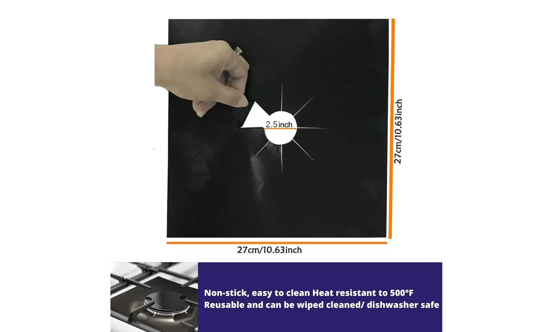 Black Square Stove Burner Covers - Reusable & Disposable Gas Range Protectors