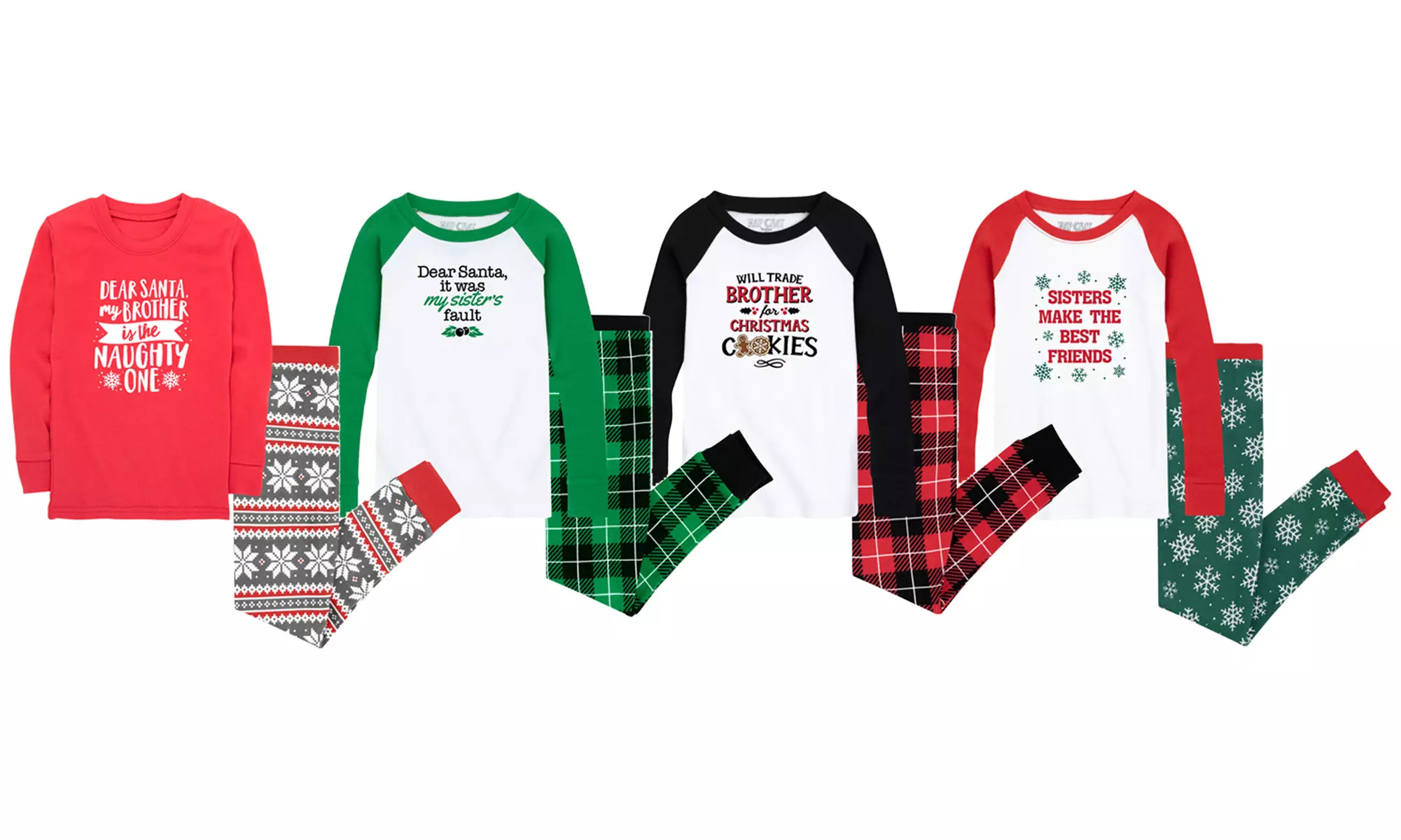 Nap Chat: Naughty Brother and Sister Christmas Pajama Sets - Primary Image