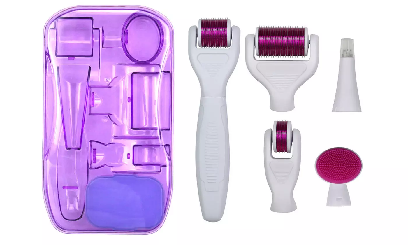 6pcs Microneedle Derma Roller Kit for Face and Body Micro Needle Facial Roller - Primary Image