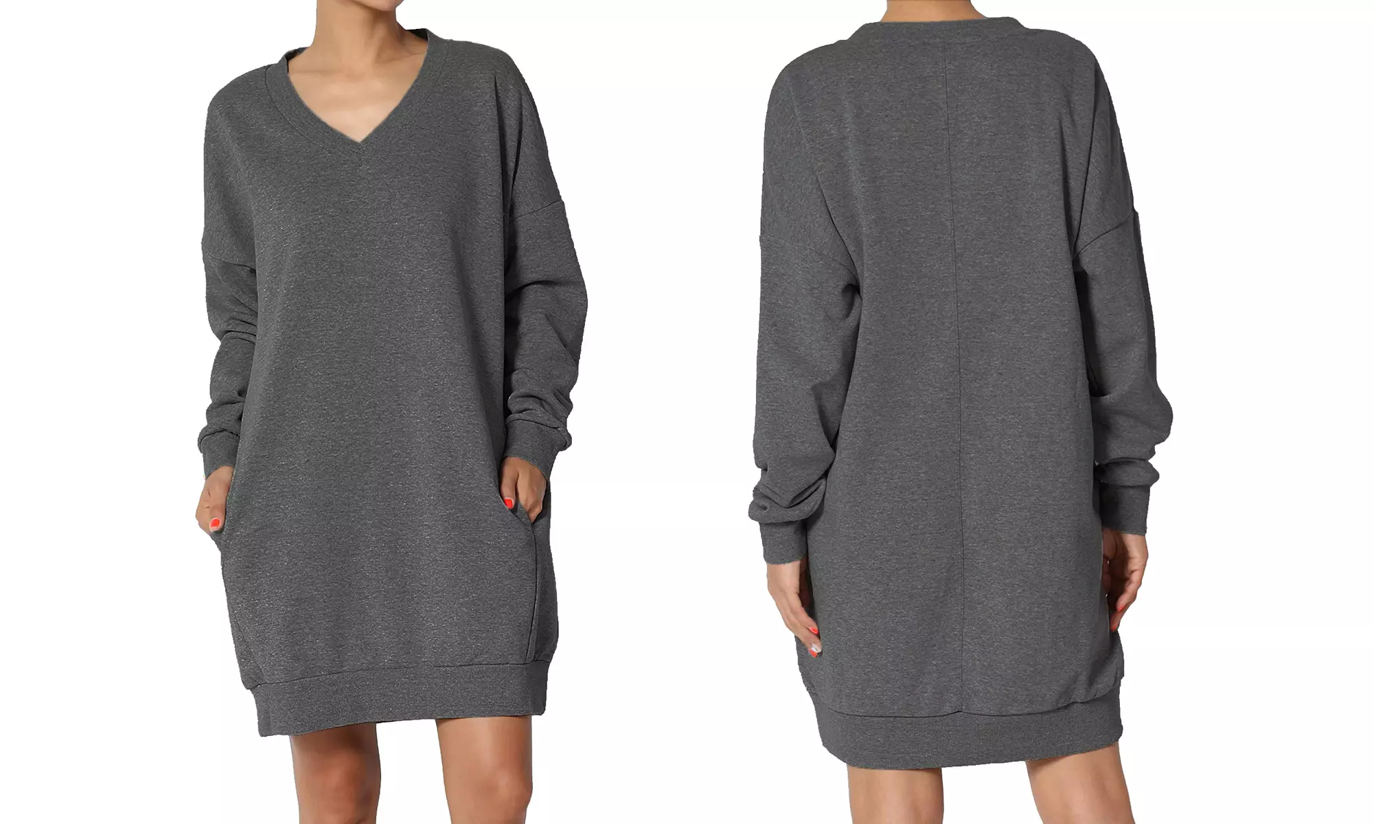 Haute Edition Women's Loose Fit Sweatshirt Dress With Pockets S-3X