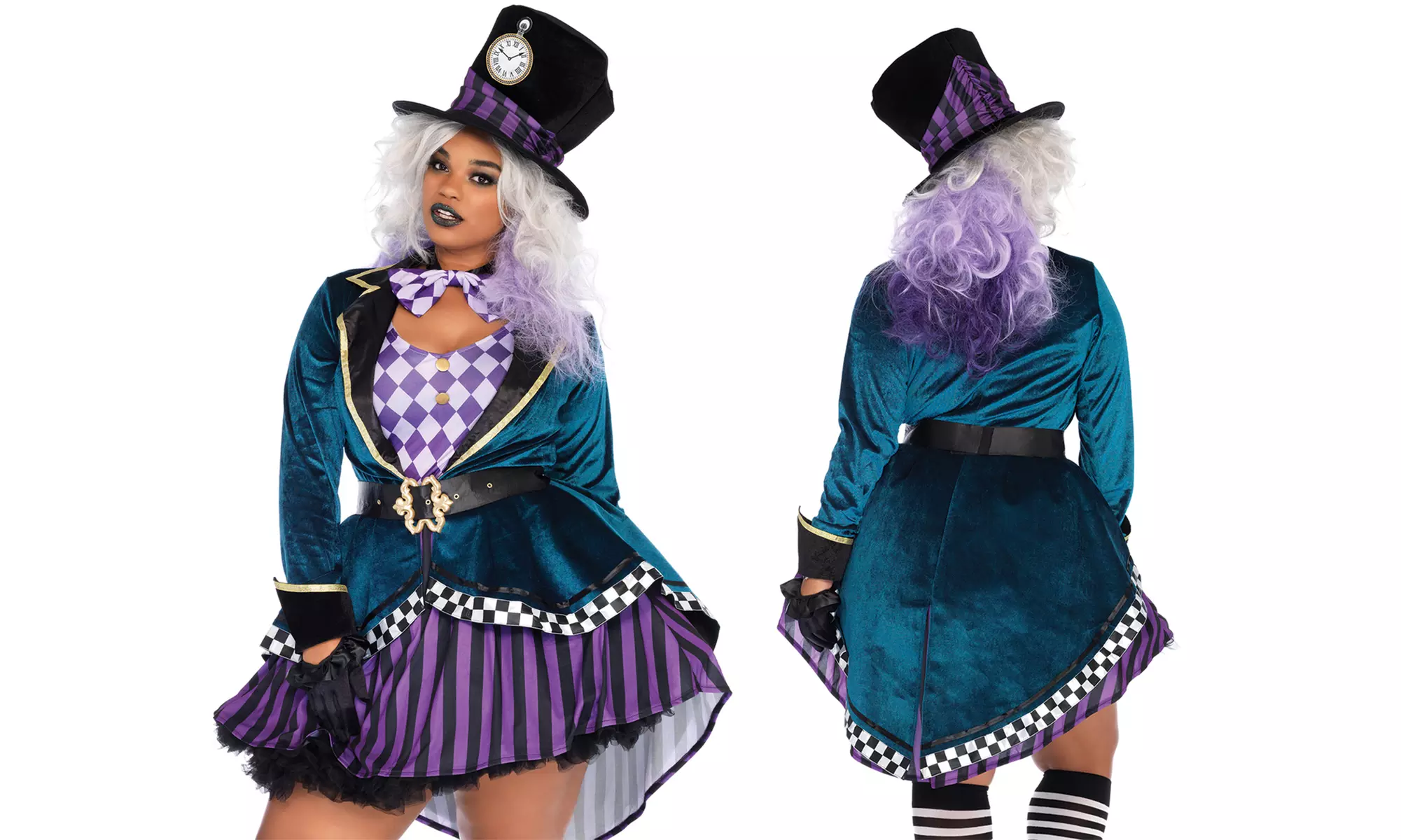 Leg Avenue Women's Delightful Hatter & Alice Plus Size Costume Set - Second Medium