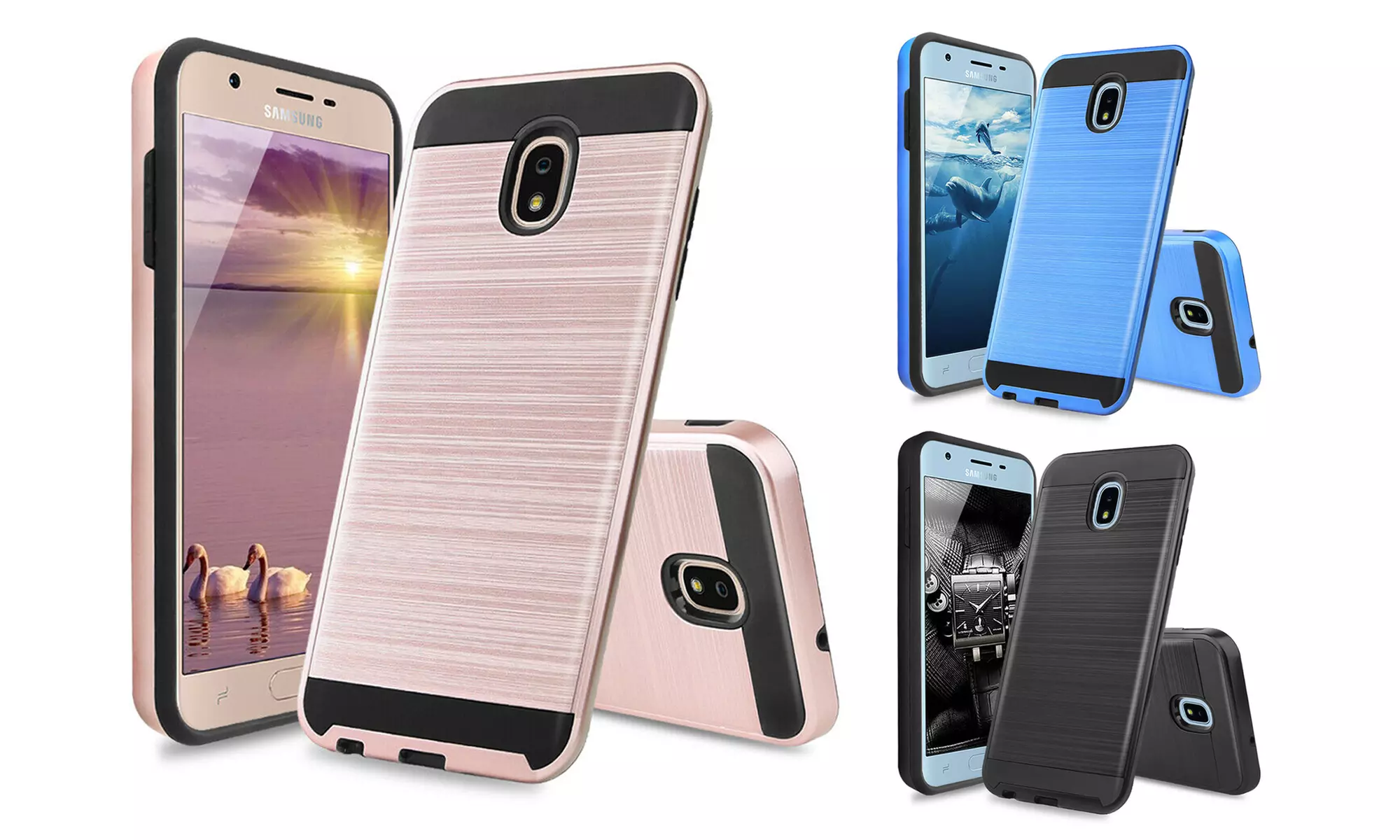 Brushed Metallic Finishing with TPU Bumper Case for Samsung Galaxy J3 (2018) - Primary Image
