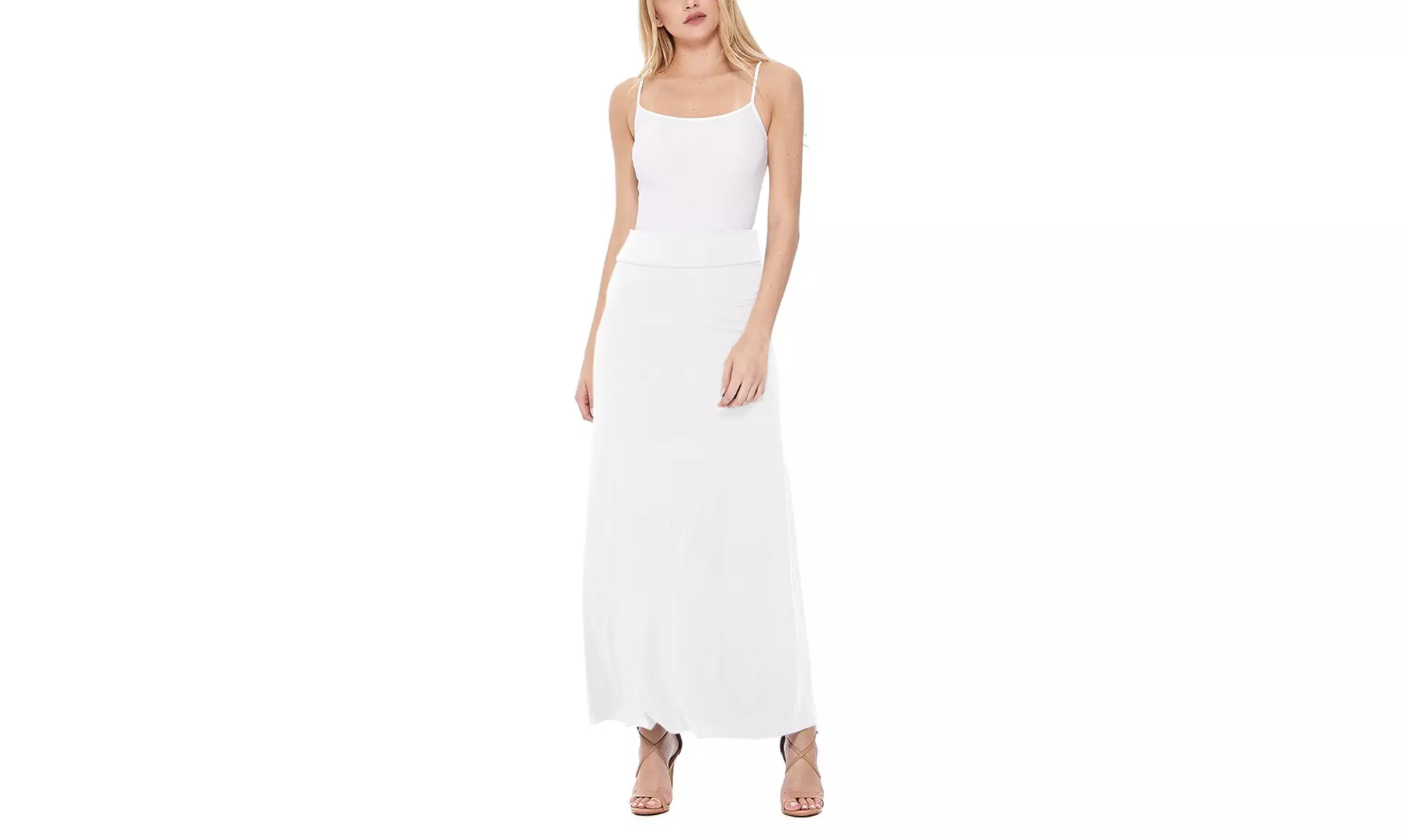 Women's Casual High Waist A-Line Maxi Long Skirt (Pack of 2)
