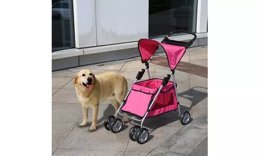 Kinbor Four Wheel Pet Stroller Cat Dog Walk Travel Foldable Folding Carrier - Primary Image