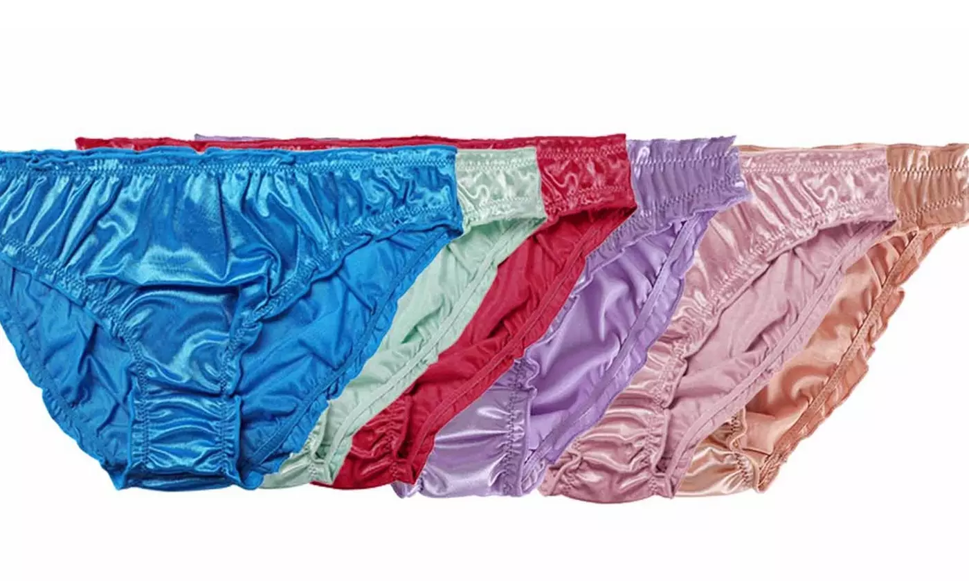 Bohuma Womens Silky Sexy Satin Bikini Panties Ruched Underwear Thongs - Primary Image