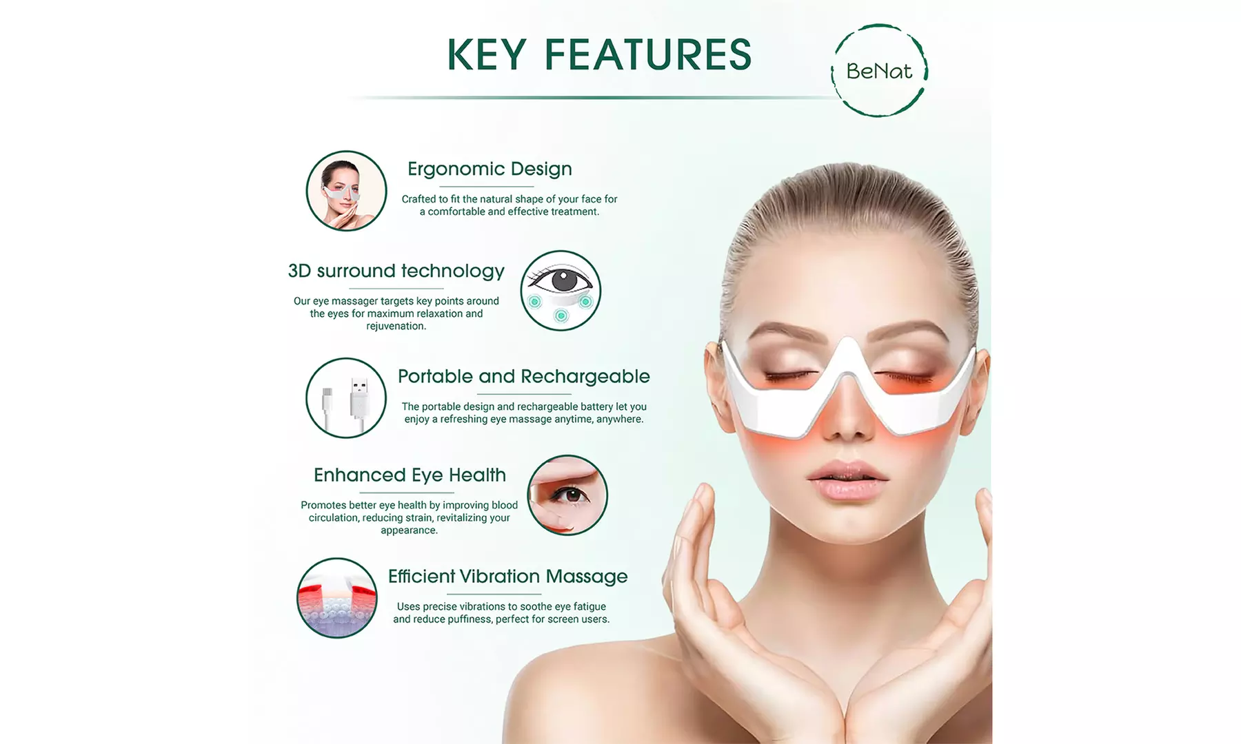Under-Eye Red Light Therapy Skin Rejuvenation and Relaxation Massager
