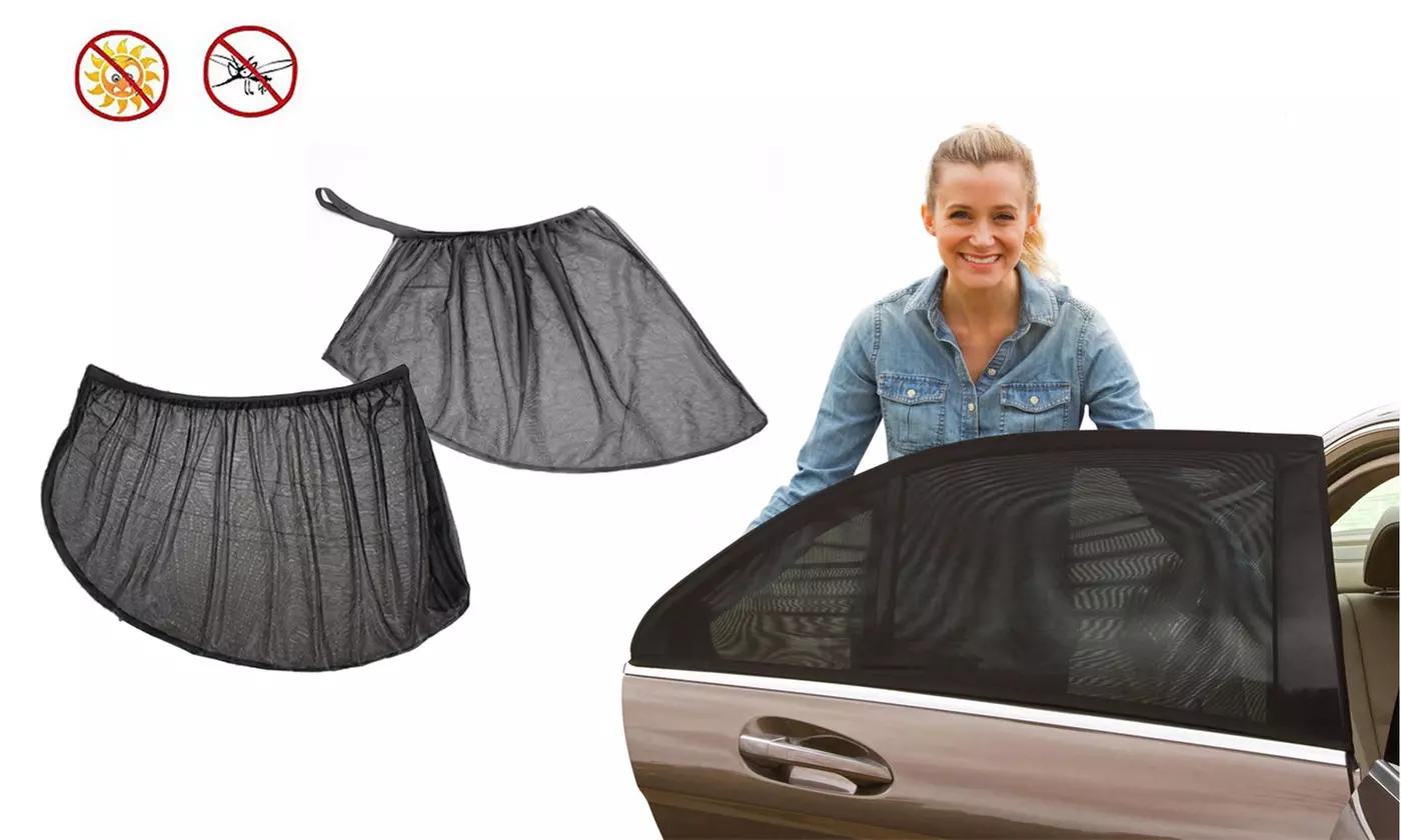 2 Pack Universal Car Front/Back Window Mesh Cover SunShade Screen UV Protection - Primary Image