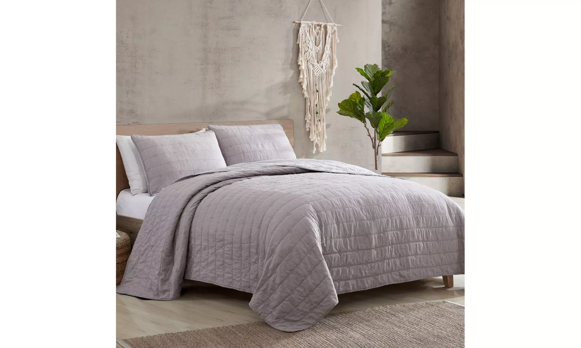 Modern Threads 3-Piece Everly Embroidered Quilt Set  - Primary Image