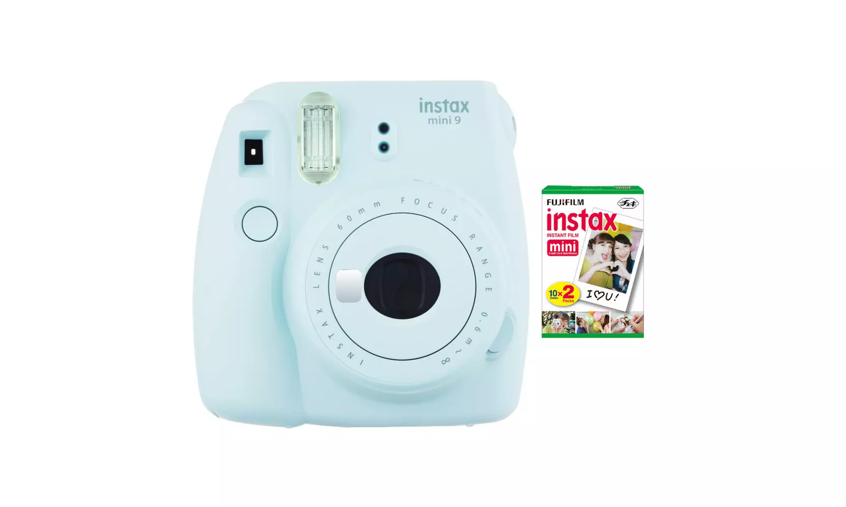 Fujifilm instax Mini 9 Instant Camera (Ice Blue) with instax Film Twin Pack - Primary Image
