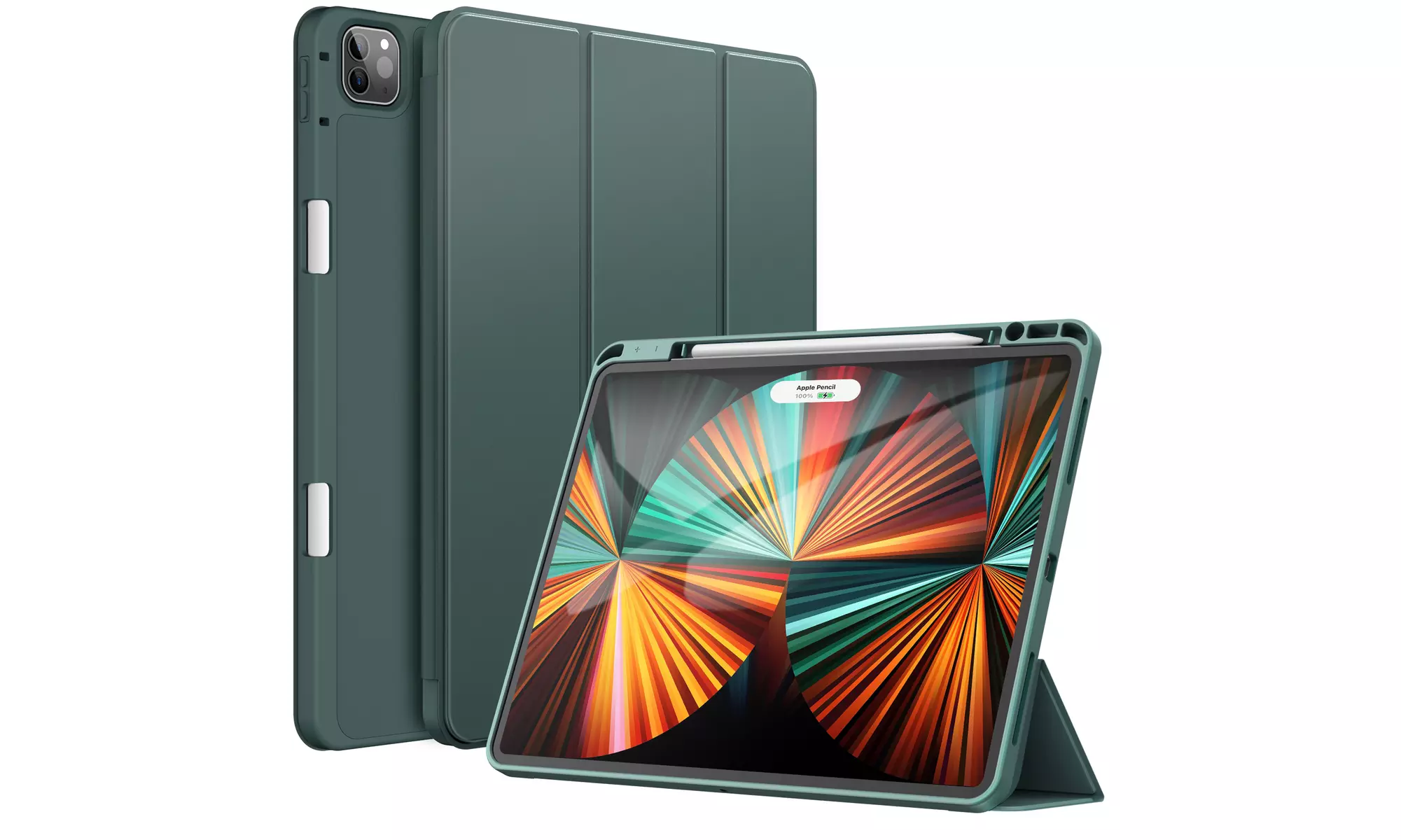 iPad Pro 12.9'' (2022/2021) Case with Pencil Holder, Support 2nd Pencil Charging