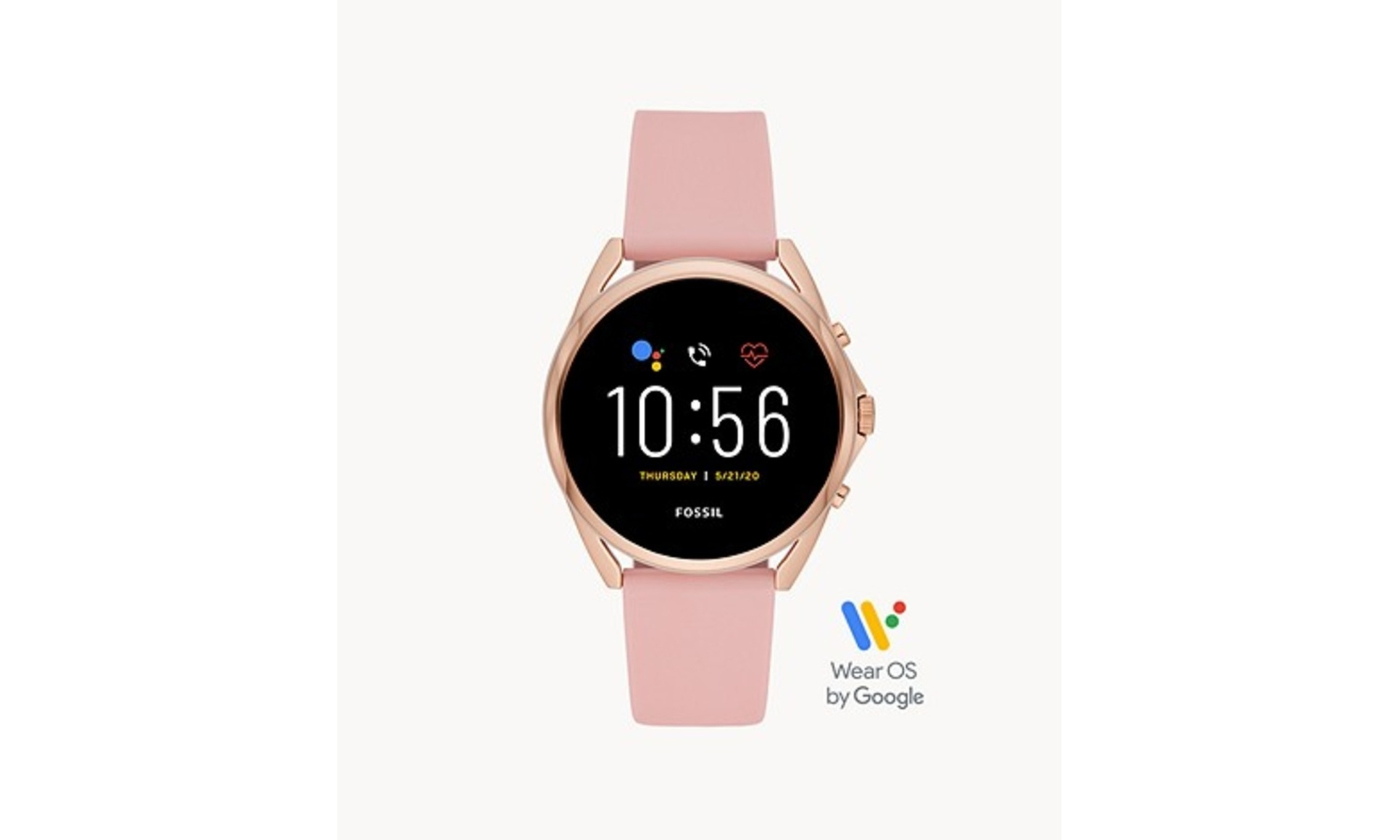 Fossil Gen 5 LTE Smartwatch - Stainless Case - Blush Silicone Band - New
