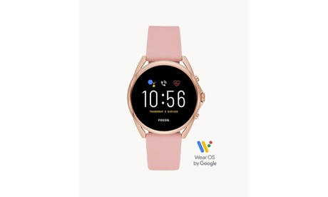 Fossil Gen 5 LTE Smartwatch 45mm Stainless Steel With Blush Silicone Band (NEW) New FTW60751 Rose Gold