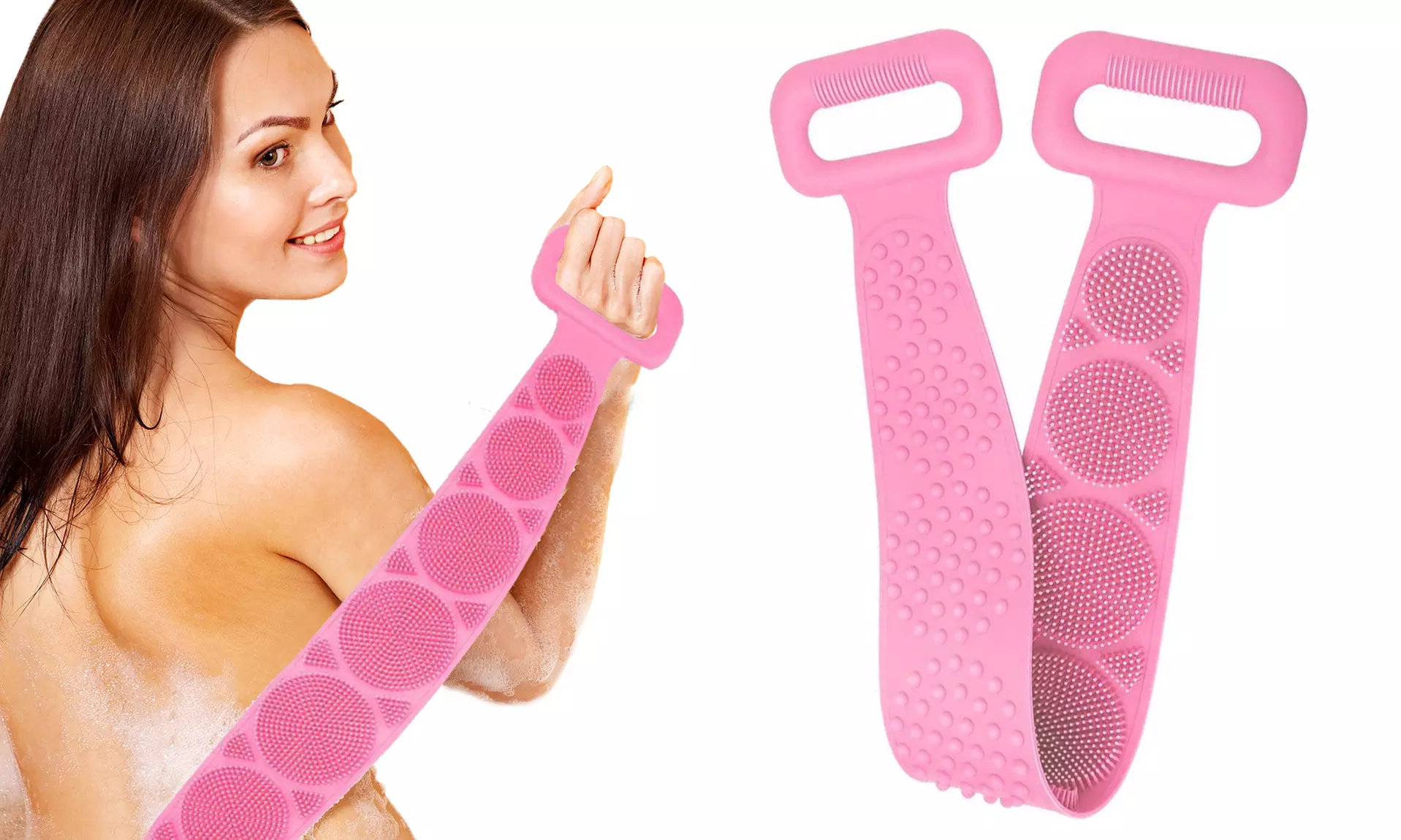 Silicone Double Sided Long Shower Back Massager and Scrubber