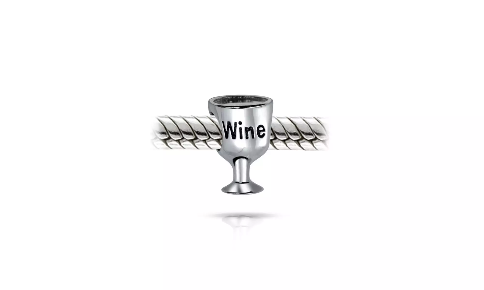Sommelier Wine Glass Drink Goblet Food Bead Charm Sterling Silver - Second Medium