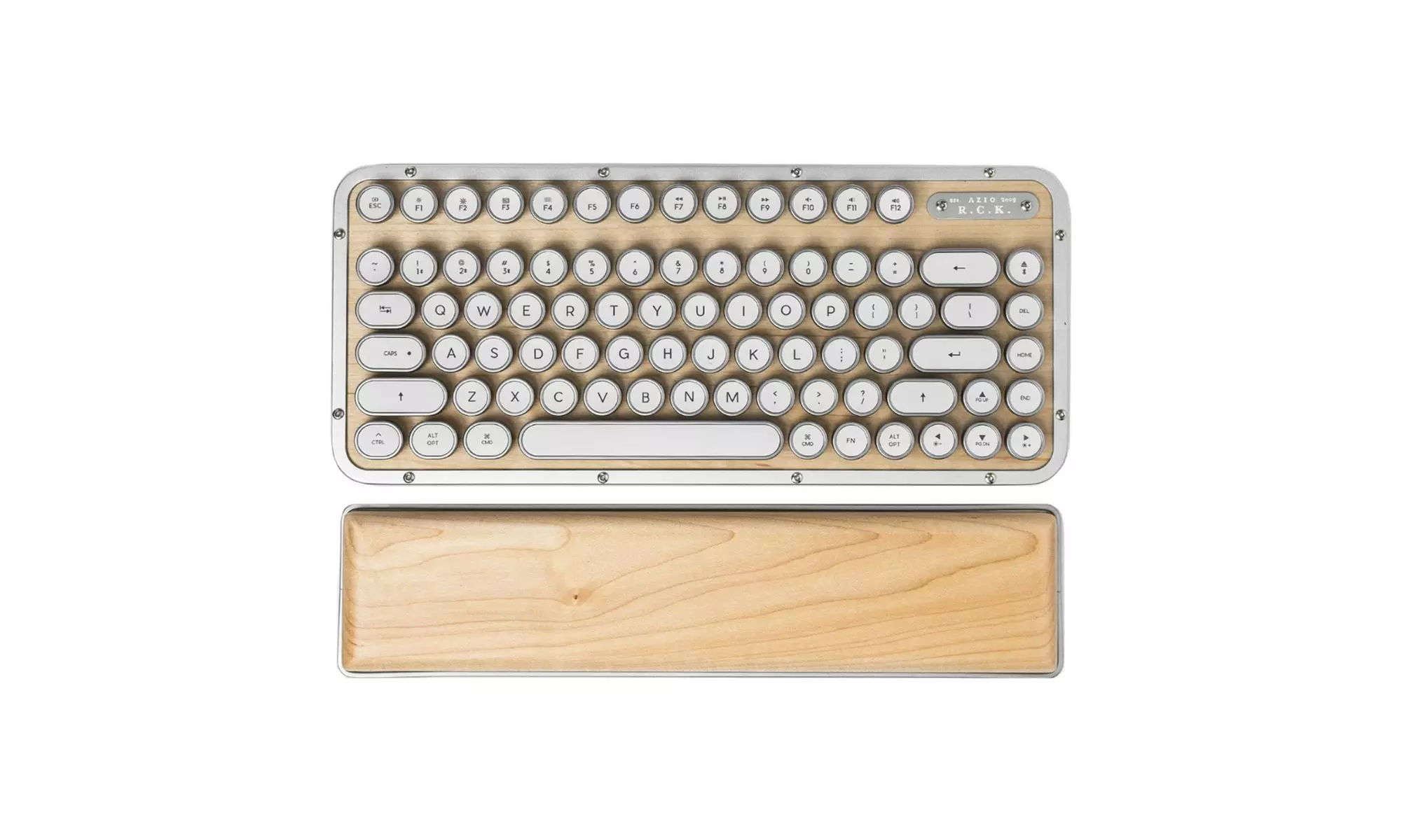 Azio Retro Compact Mechanical Keyboard with Arm Rest (Maple) - Primary Image