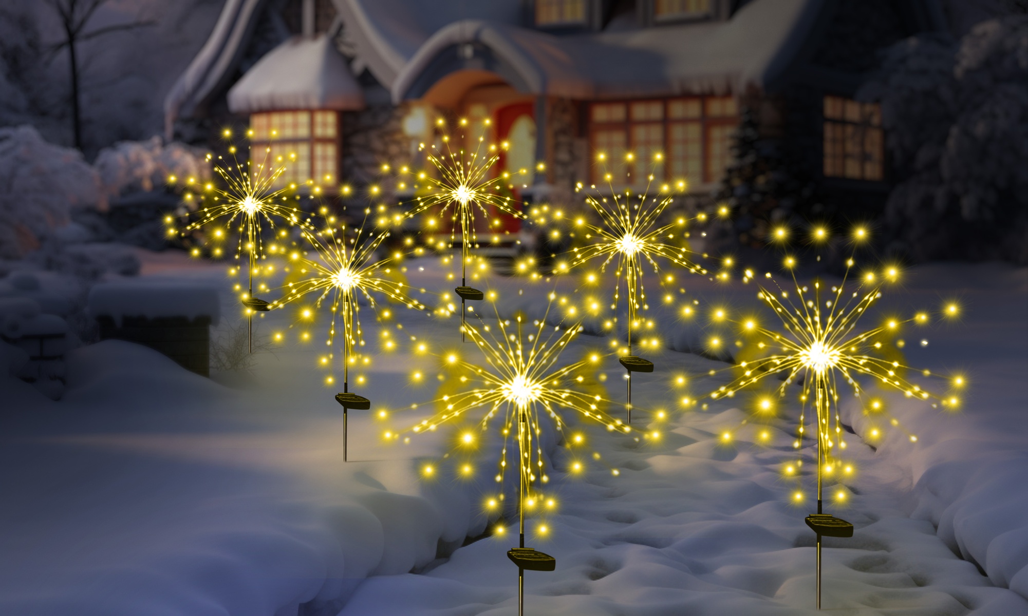 Up to Six Packs of Solar 120LED Firework Lights for Christmas Decorations