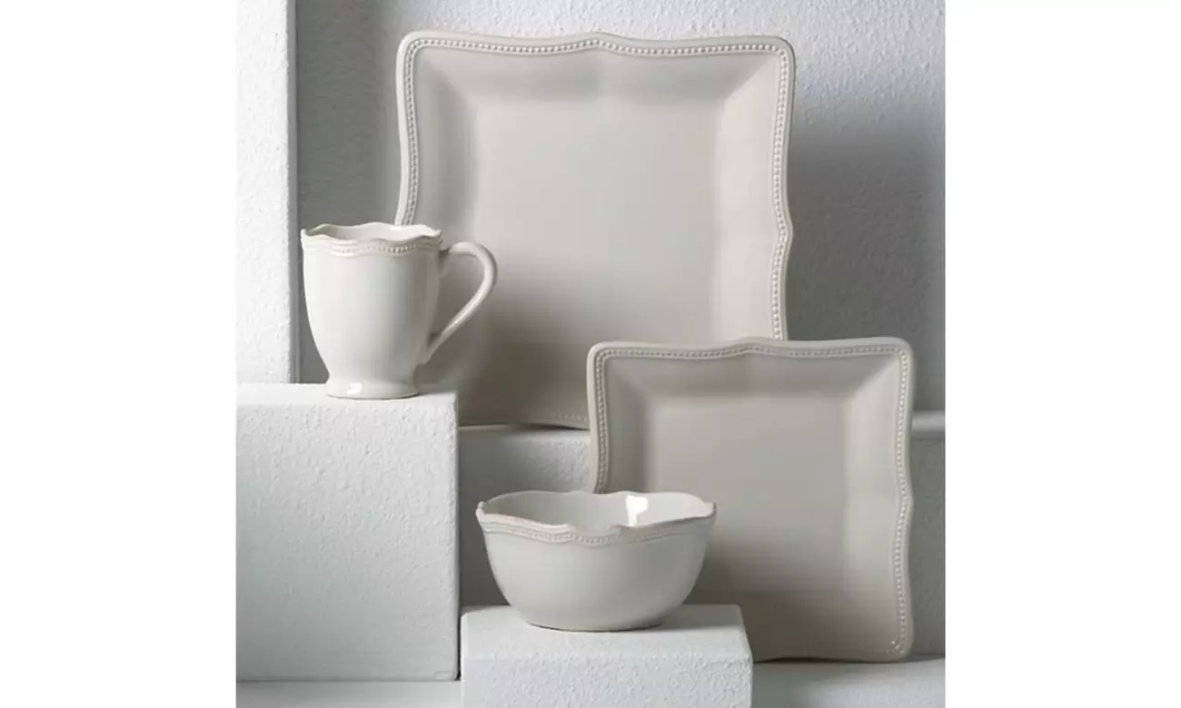 Lenox 854796 French Perle Bead White Square Place Setting - 4 Piece - Second Medium