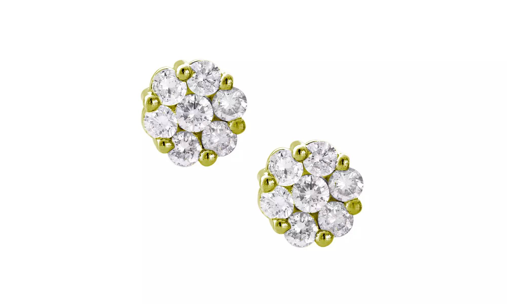 Plated Sterling Silver Crystal Flower Stud Earrings