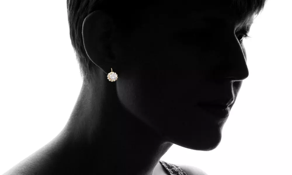 18K Gold Plated Huggie Earrings Made with Swarovski Elements by Barzel - Second Medium