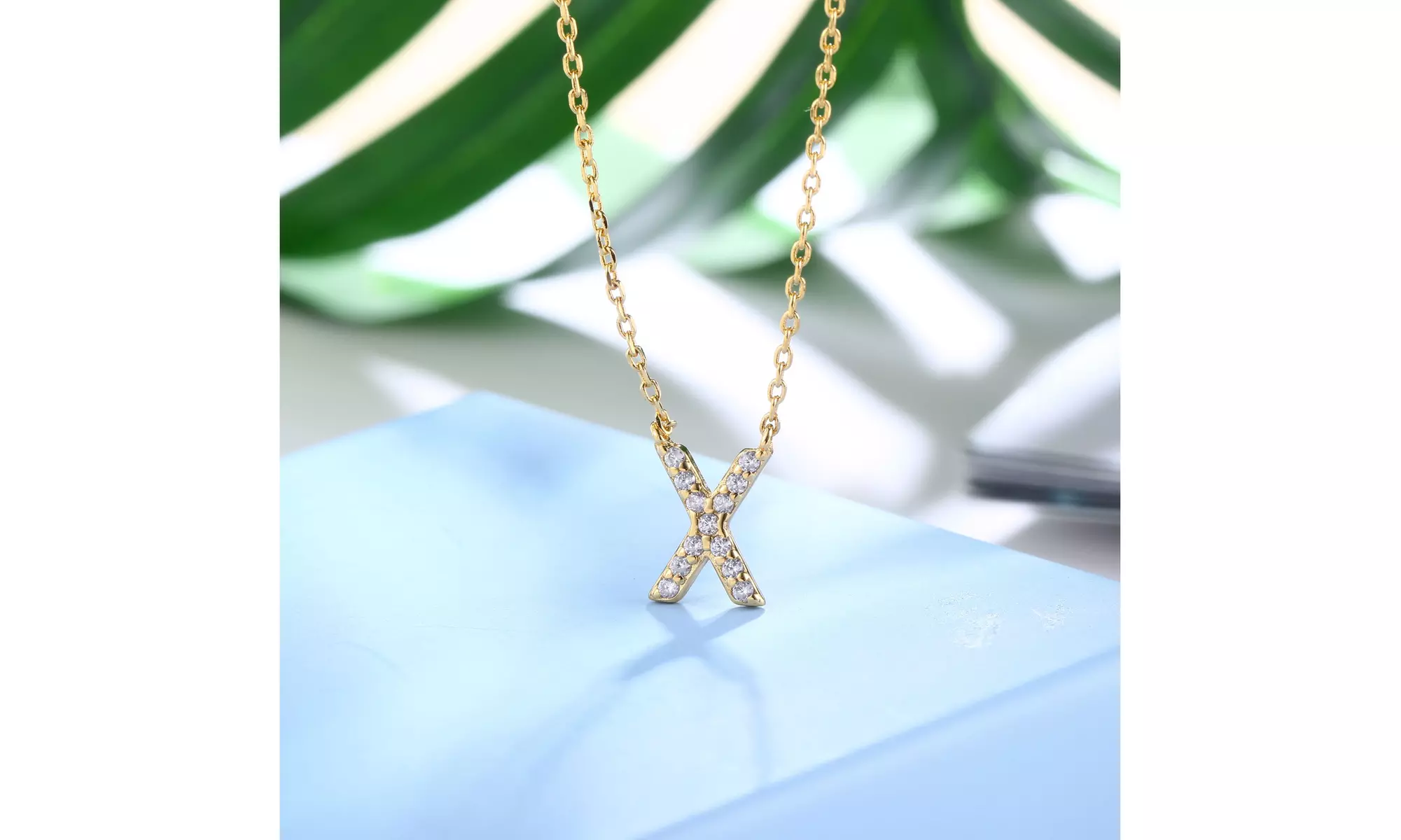 18K Gold Plated cz Initial Necklace