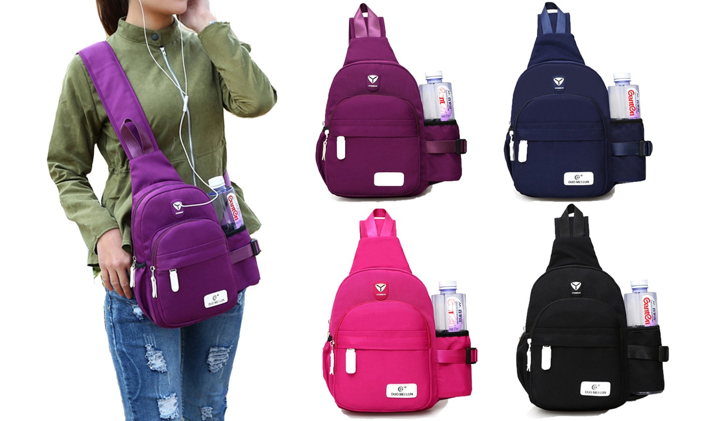 Men Women Nylon Crossbody Bag Shoulder Chest Pack Sling Bag Travel Backpack 