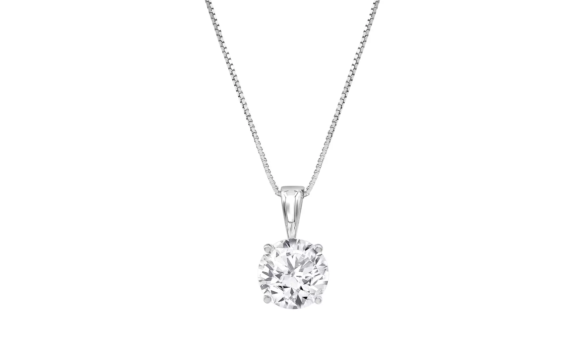 14K White Gold 3.00 Carat Lab Grown Diamond Solitaire Pendant Necklace (J,VS-SI) - Primary Image