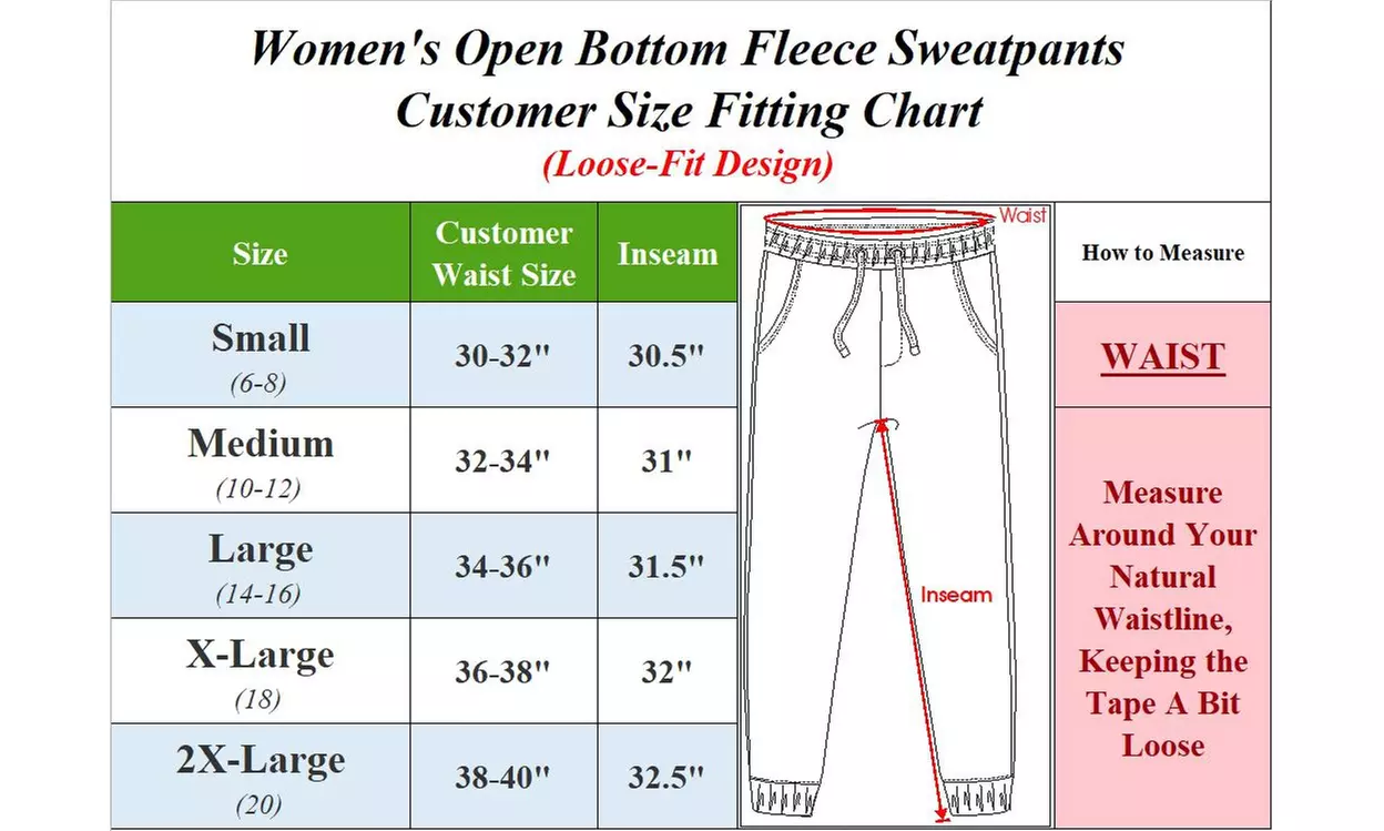 Women's Loose-Fit Open Bottom Fleece Sweatpants - Plus Sizes Available
