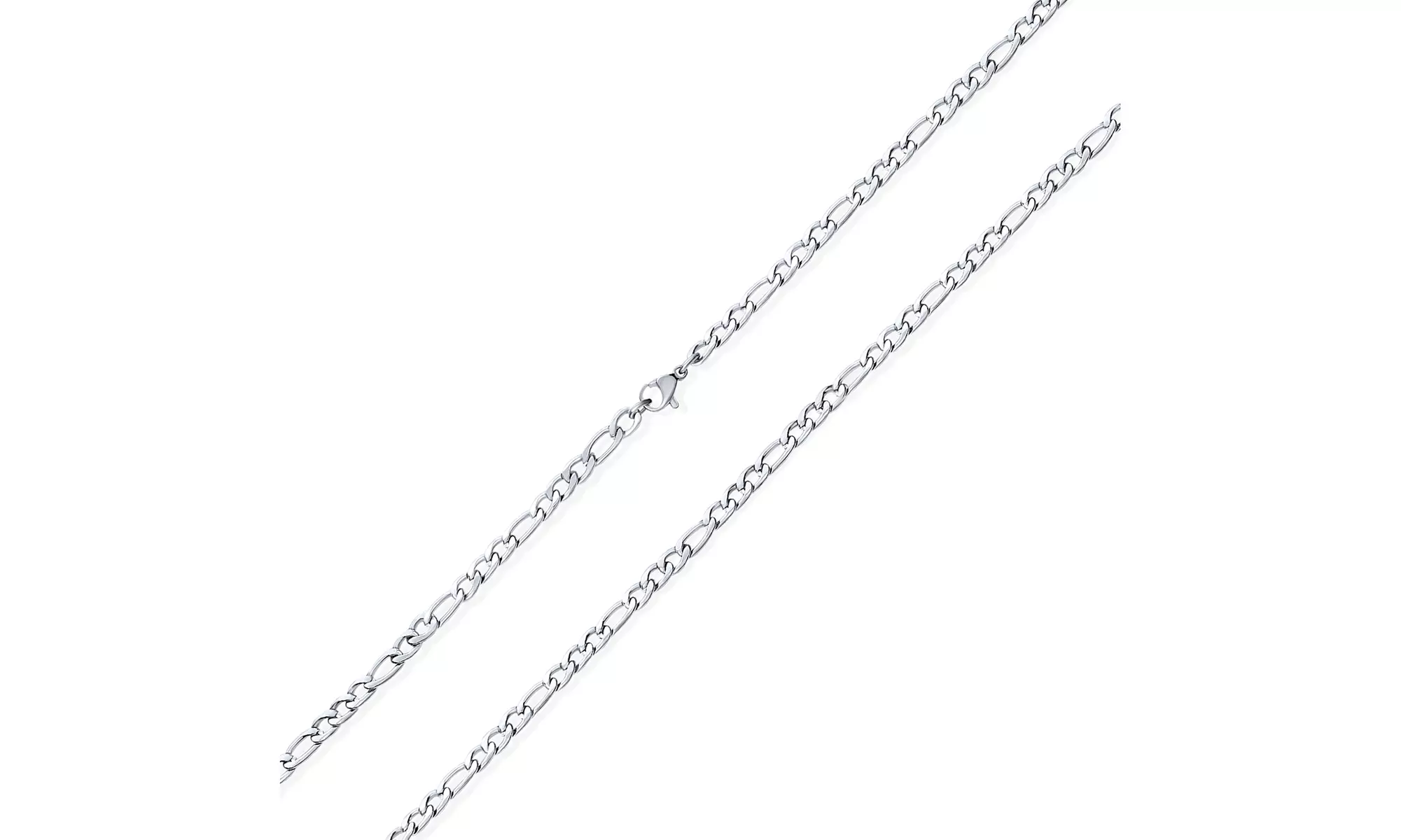 Men's 4.5MM Silver Gold Tone Stainless Steel Necklace Flat Figaro Chain - Primary Image