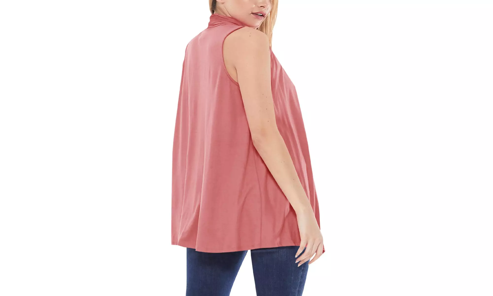 Women's Sleeveless Draped Solid Vest Cardigan 