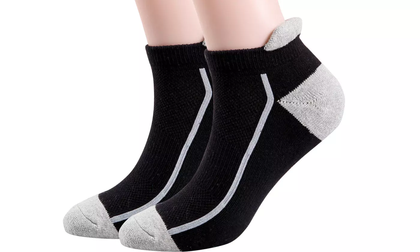 4 Pairs Mens Athletic Low Cut Ankle Tab Socks Mesh Cushioned Breathable Running