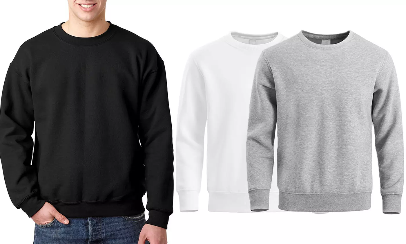 Men's Long Sleeves Crew Neck Fleece Lined Pullover Sweatshirt 