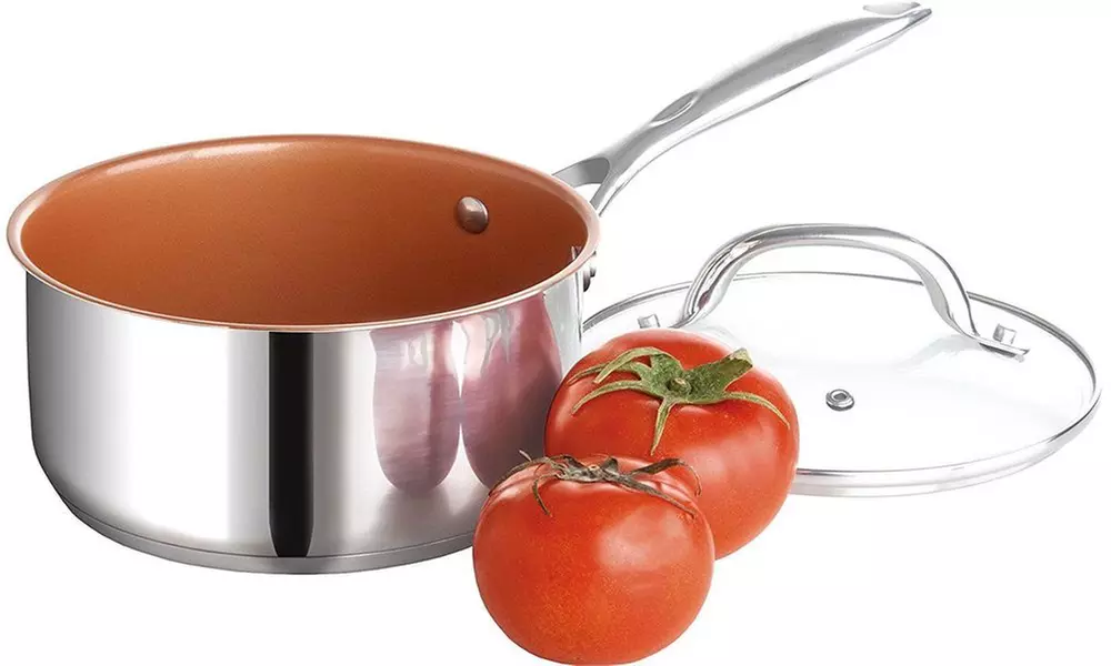 Ceramic Titanium Infused Nonstick Stainless Steel Cookware Set (7-Piece) - Second Medium