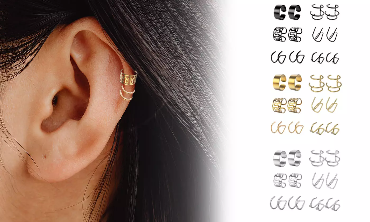 12 PCS Alloy Ear Cuff Earrings Non-Piercing  Ear Cuffs Fine Jewelry