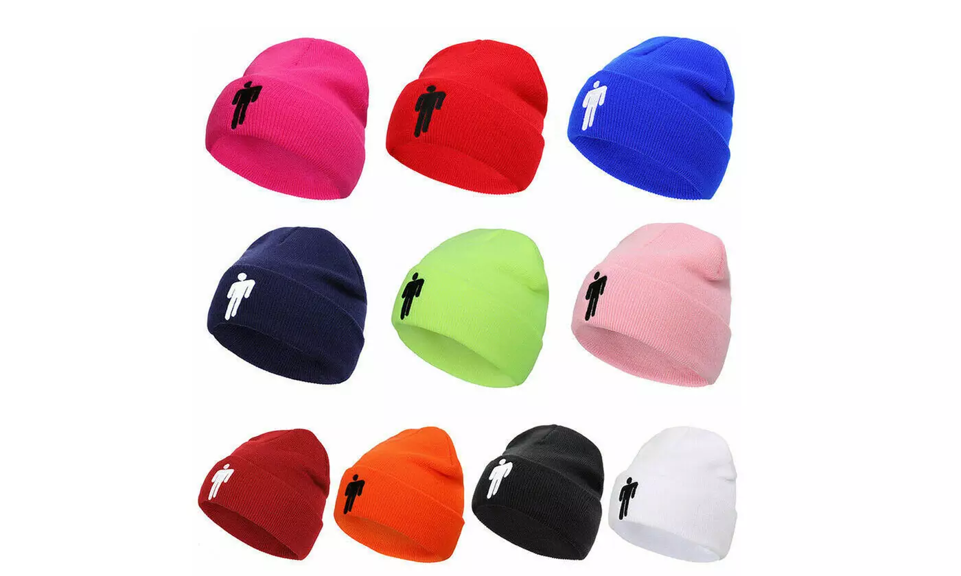  Billie Eilish Beanie Hat Unisex Topic Stick Logo Knit Hat Stretchy Cap - Primary Image