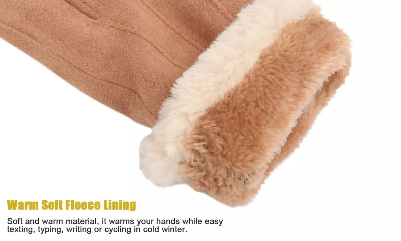 Women Winter Gloves Soft Suede Like Warm Plush Lined Touchscreen Gloves