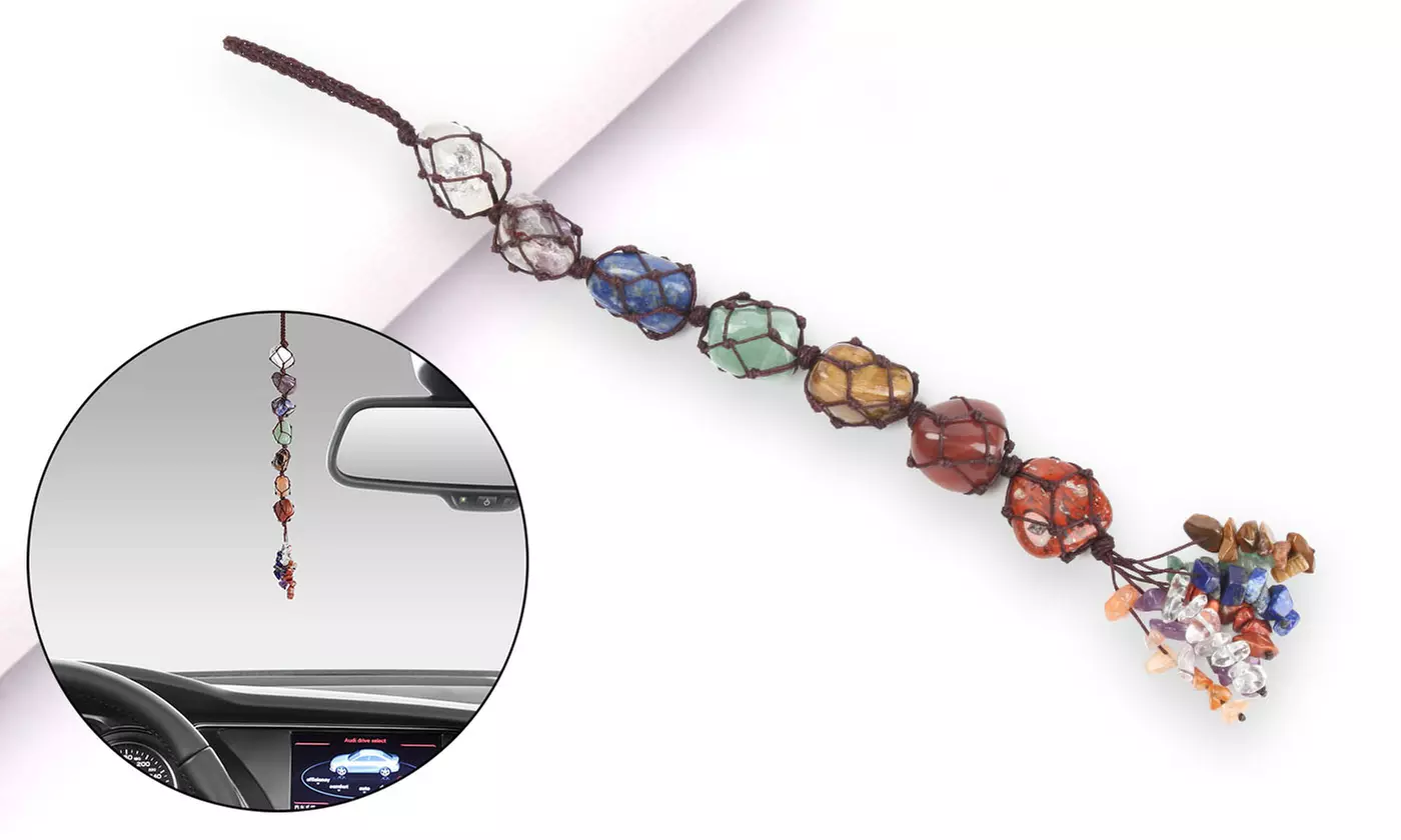 7 Chakra Gemstones Reiki Healing Crystals Tassel Wall Car Hanging Ornament - Primary Image