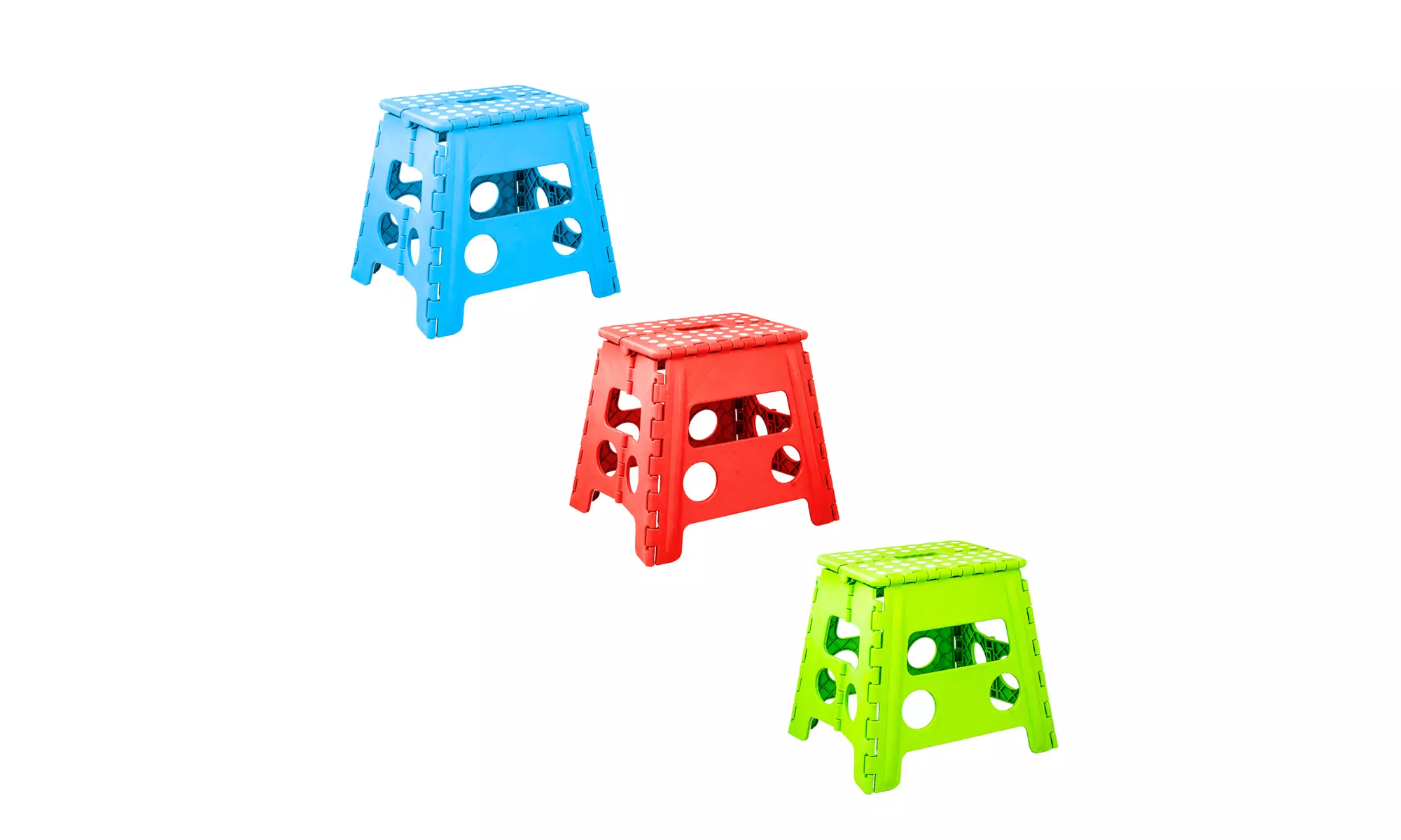 Kid-Friendly Heavy Duty Plastic Stepping Stool (Green, Blue, and Red) - Primary Image