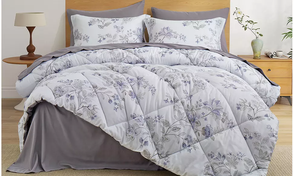 Peace Nest 5 or 7 PC Floral Printed Reversible Comforter & Sheets Set