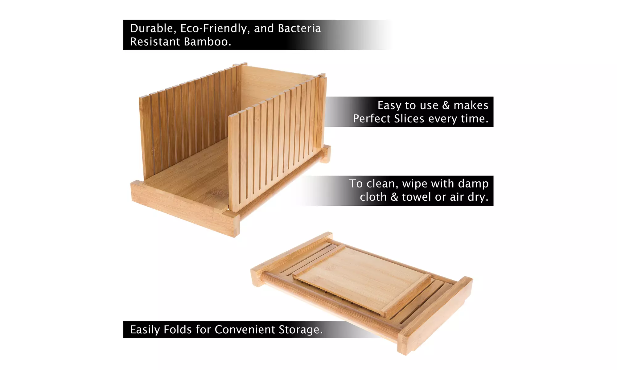 Bamboo Wooden Foldable Bread Slicer Perfect Even Sliced Homemade Bread Loaf - Second Medium