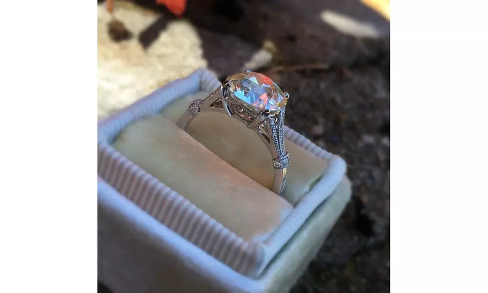 18K White Gold 3Ct Round Moissanite Solitaire Engagement Ring  - Second Medium