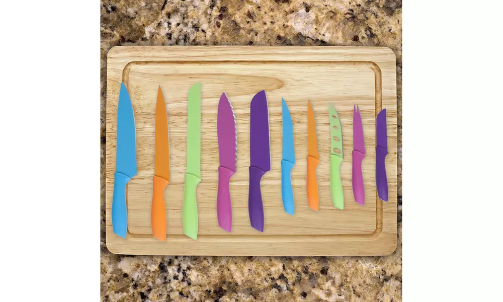 Classic Cuisine 10 Piece Multi Colored Knife Set with Magnetic Bar - Second Medium