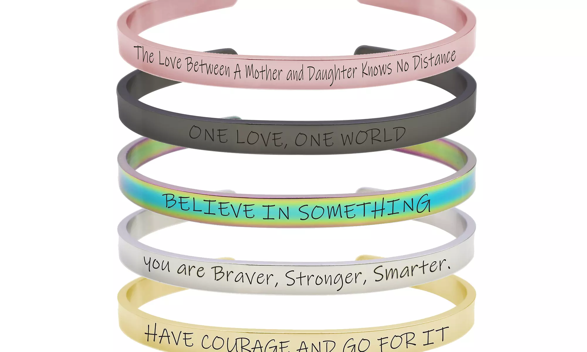 Solid Stainless Steel 5mm Inspirational Cuff by Pink Box - Primary Image