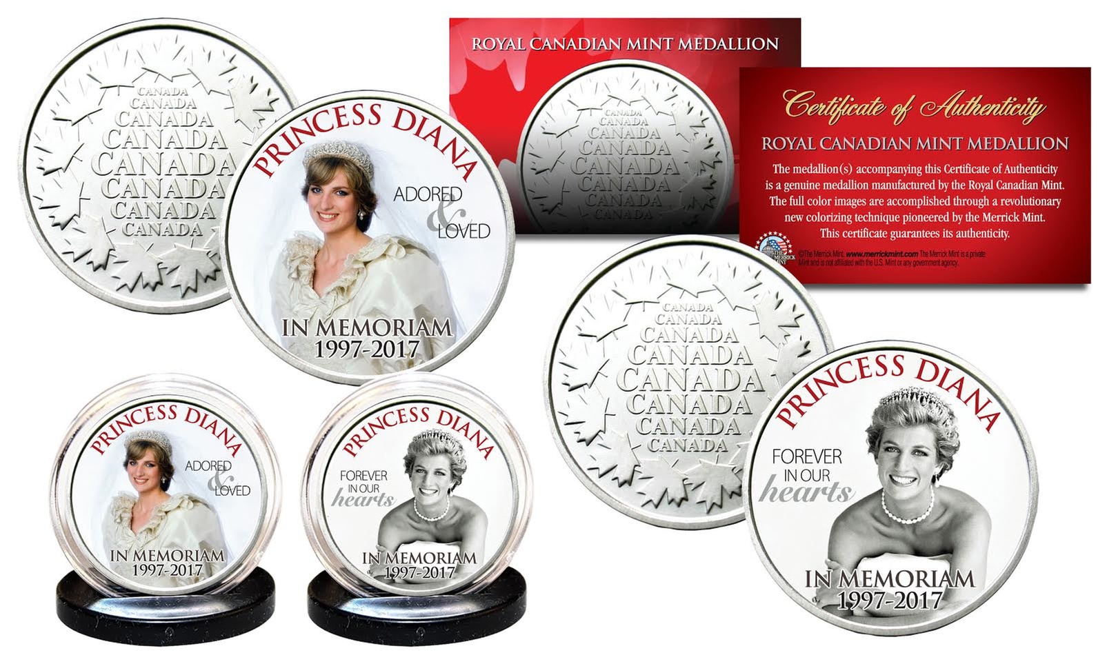 PRINCESS DIANA 1997-2017 20th Anniv Wedding Edition Royal Canadian Mint 2 Coins