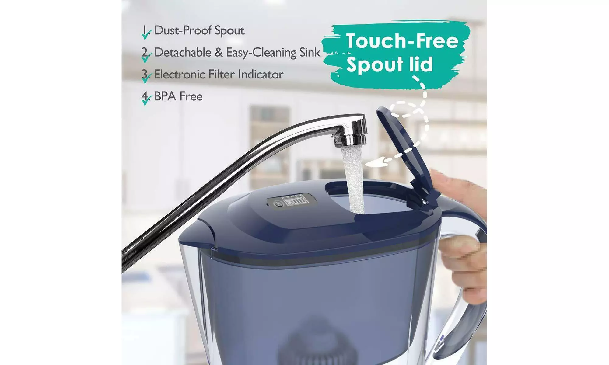 Water Filter Jug Large with 4 Stage Filtration System - Second Medium