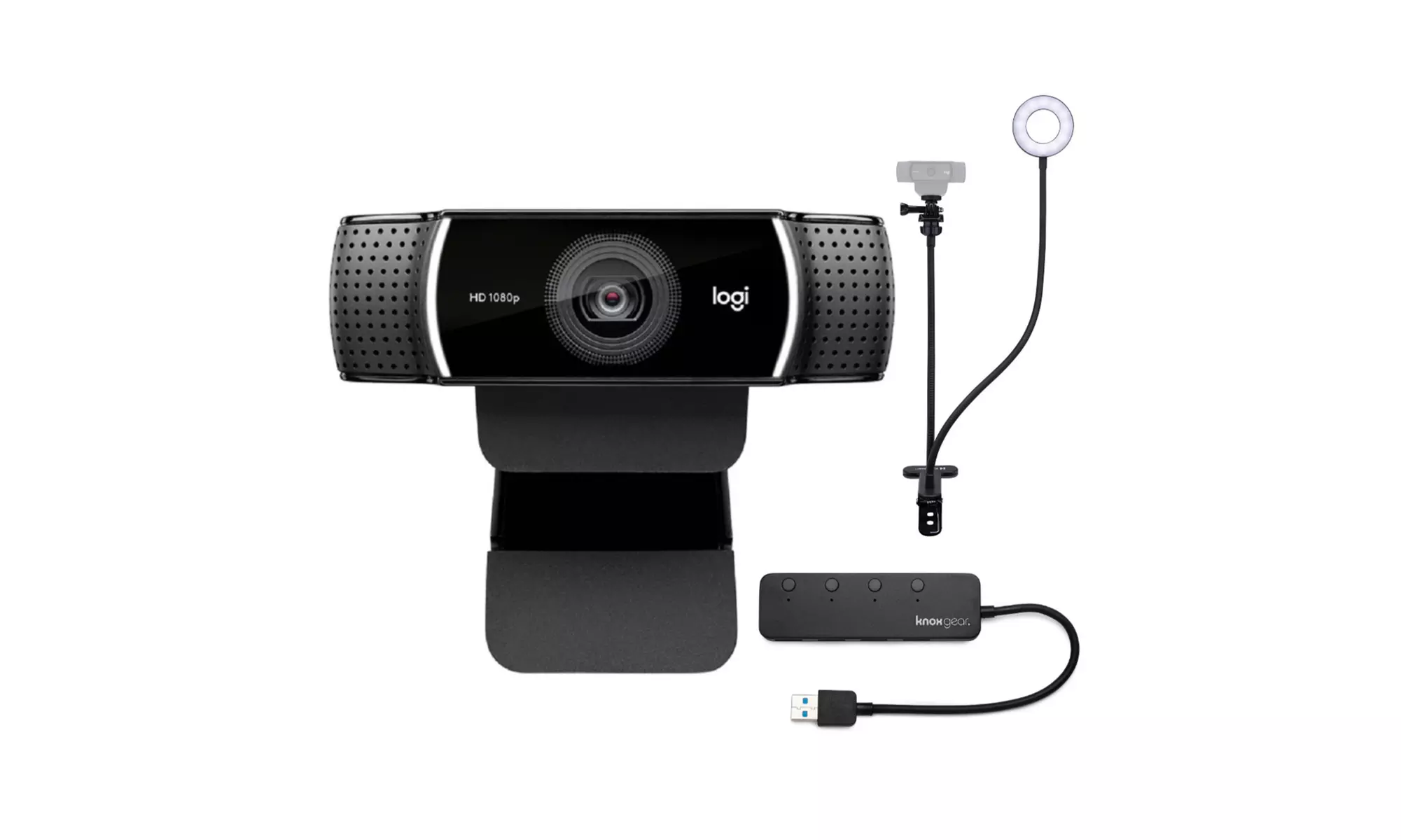 Logitech C922 Pro Stream 1080p Webcam with Stand and 4-Port USB Hub - Primary Image