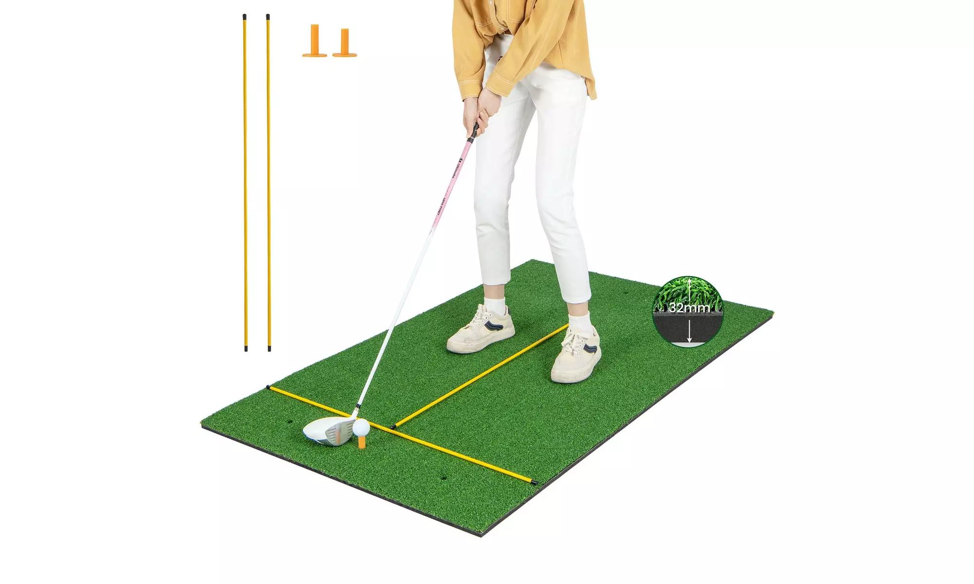 Costway 5 x 3 FT Golf Hitting Mat Artificial Indoor Outdoor Turf 32 mm - Primary Image